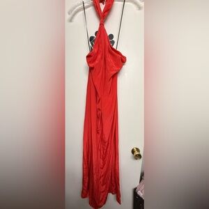 Boulee Red Low-Back Halter Maxi Dress – Size 2